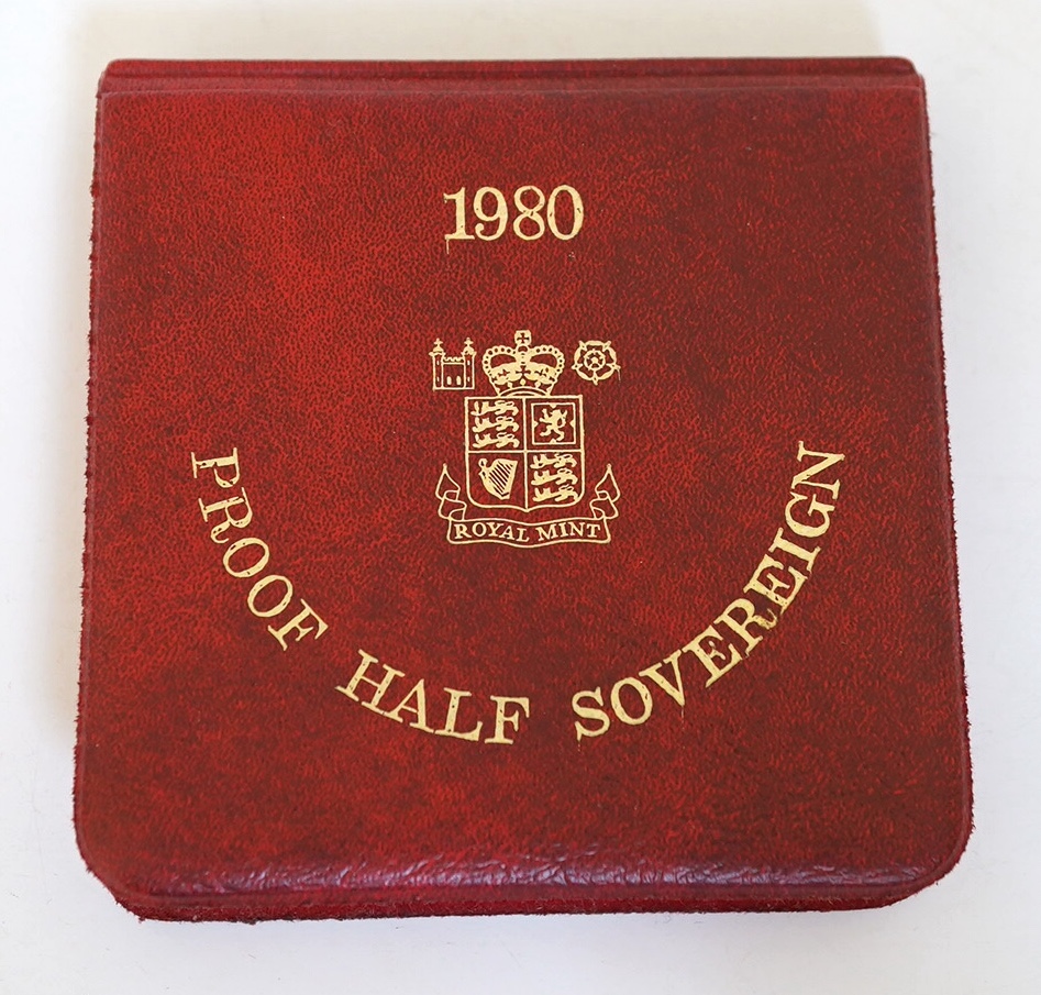 British gold coins, 1980 QEII proof gold half sovereign, in case of issue with certificate